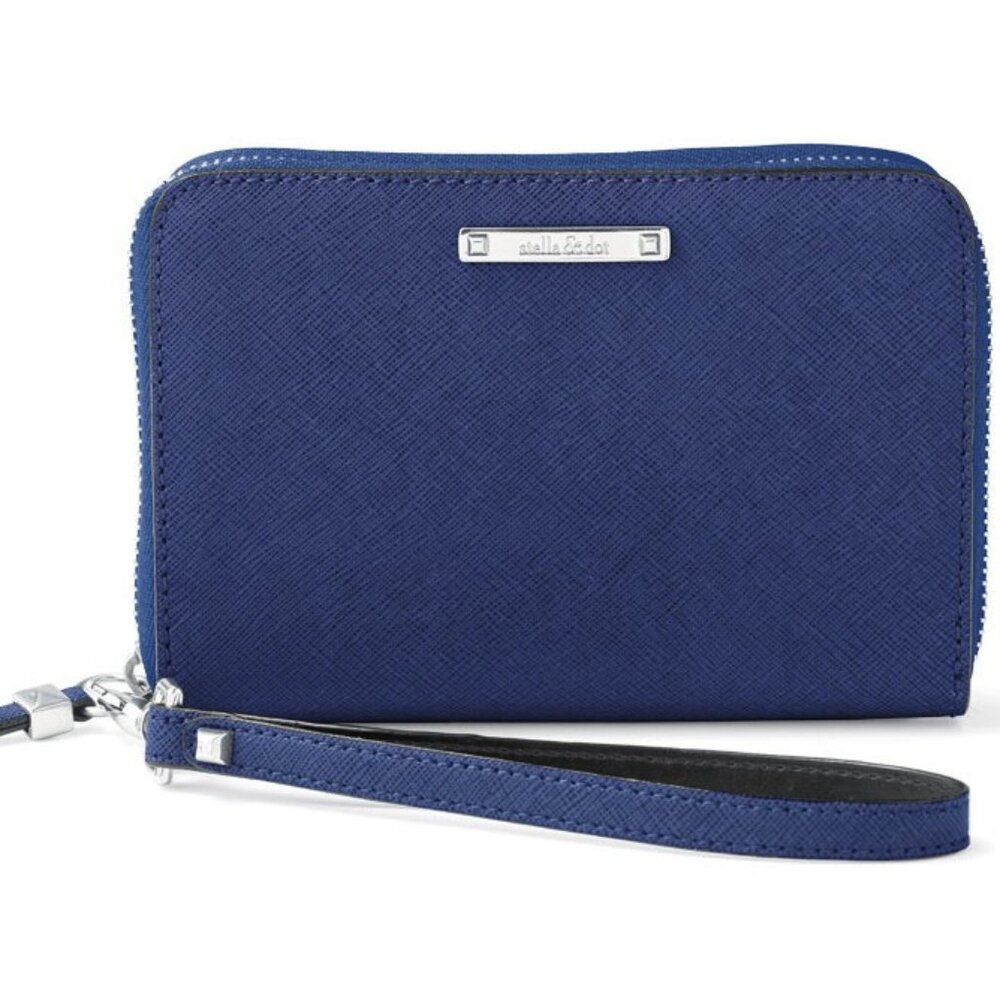 Stella & Dot Cobalt Blue Chelsea Zip Around Tech Wallet